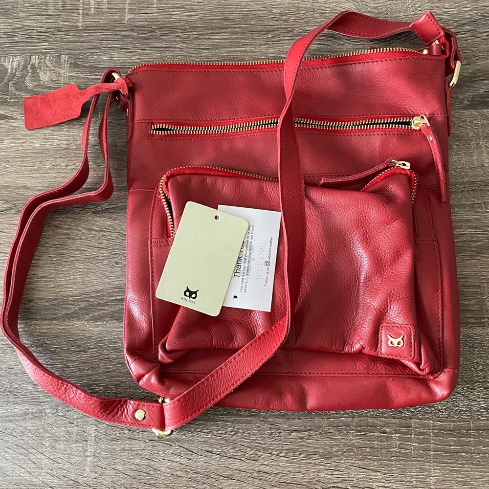 Wise Owl Leather Crossbody Bag